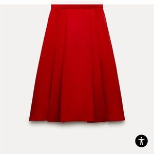 Zara Red Fit and Flare Midi Skirt XL zip back NWT
